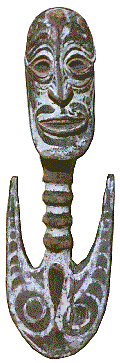 [Basket hook with clan face on top, second face on the flat of the hook: 13k]
