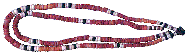 [bead necklace of red shell heishe discs: 25k]