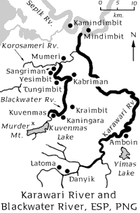 [Map of the Karawari and Blackwater Rivers, ESP, PNG: 8k]