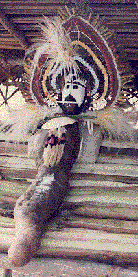 [Decorated yam displayed on raised platform bed in yam lining: 38k]